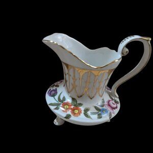 Royal Danube, Small Pitcher with Floral Design, Gold Trim,  cottage tea party